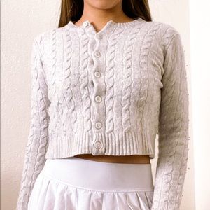 Brandy Melville Wool Blend Cable Knit Sweater Cardigan